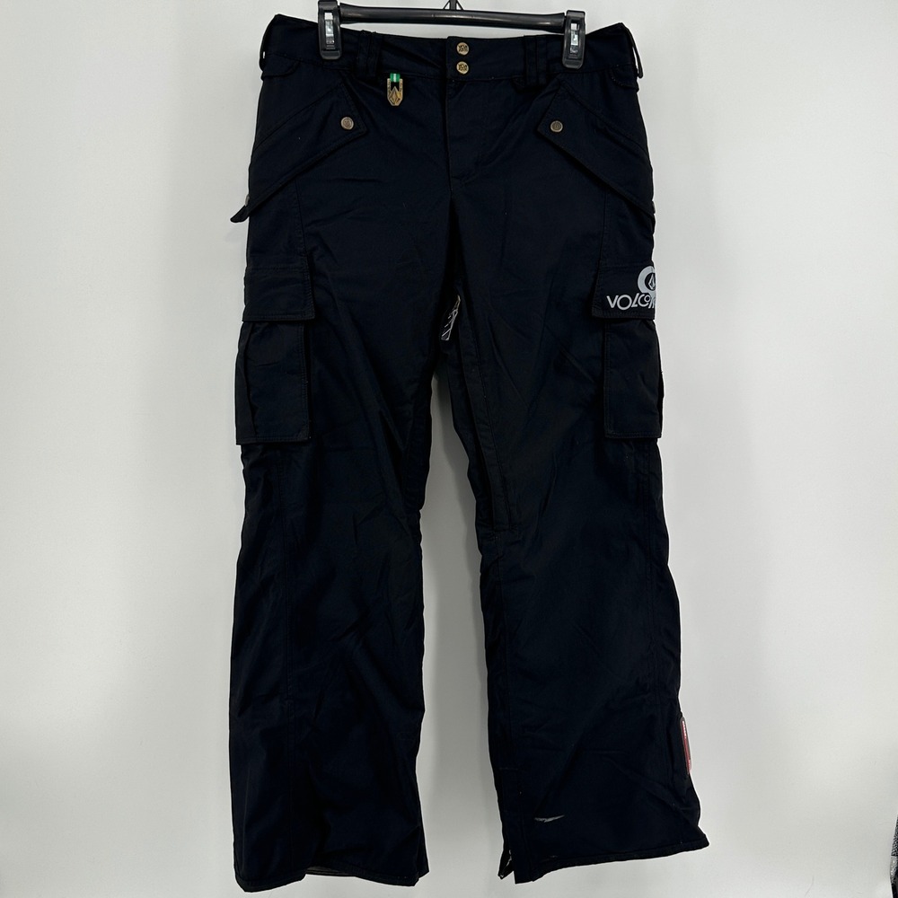 Volcom Snow Pants Mens Small Black Solid Cargo Snowboard Ski Nimbus RECCO